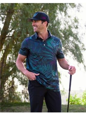 Sunday Swagger Congo rainforest tropical mens polo shirt Sz Large golf
